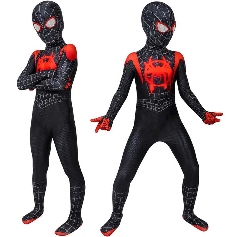 Kids Miles Morales Costume Spider-Man Into the Spider-Verse Cosplay Suit 3 Kids Miles Morales Costume Spider-Man Into the Spider-Verse Cosplay Suit