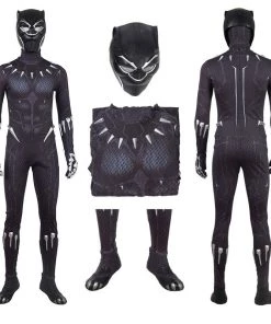 The Avengers Black Panther Costume Black Jumpsuit T'Challa Cosplay Costume