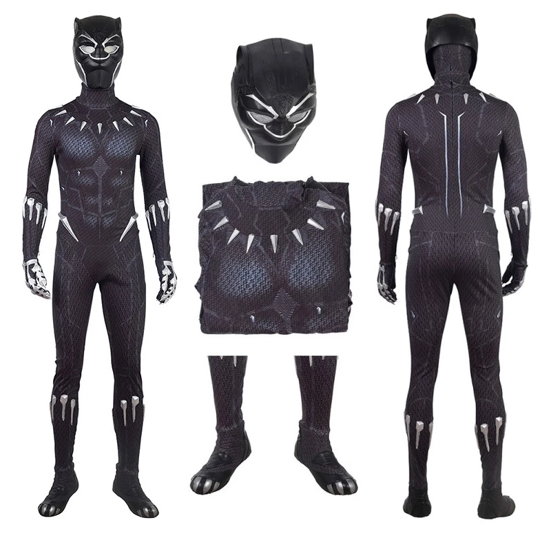 The Avengers Black Panther Costume Black Jumpsuit T'Challa Cosplay Costume 3 The Avengers Black Panther Costume Black Jumpsuit T'Challa Cosplay Costume