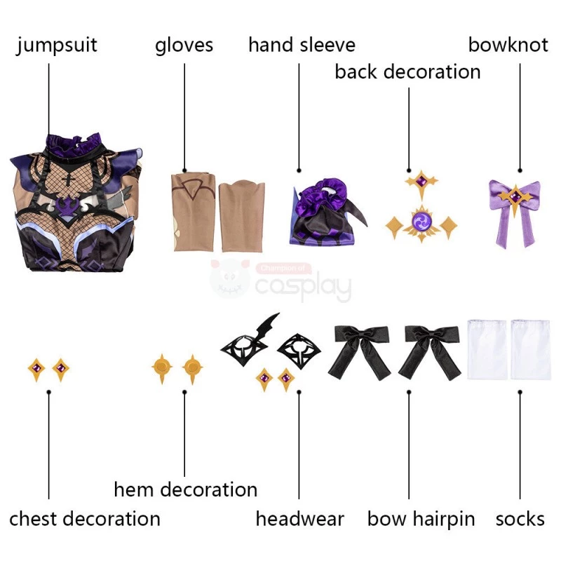 Fischl Costume Genshin Impact Mace Cosplay Suit 30 Fischl Costume Genshin Impact Mace Cosplay Suit - Image 28