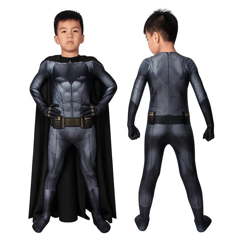 Kids Bruce Wayne Black Zentai Jumpsuit Polyester Cosplay Costume 3 Kids Bruce Wayne Black Zentai Jumpsuit Polyester Cosplay Costume