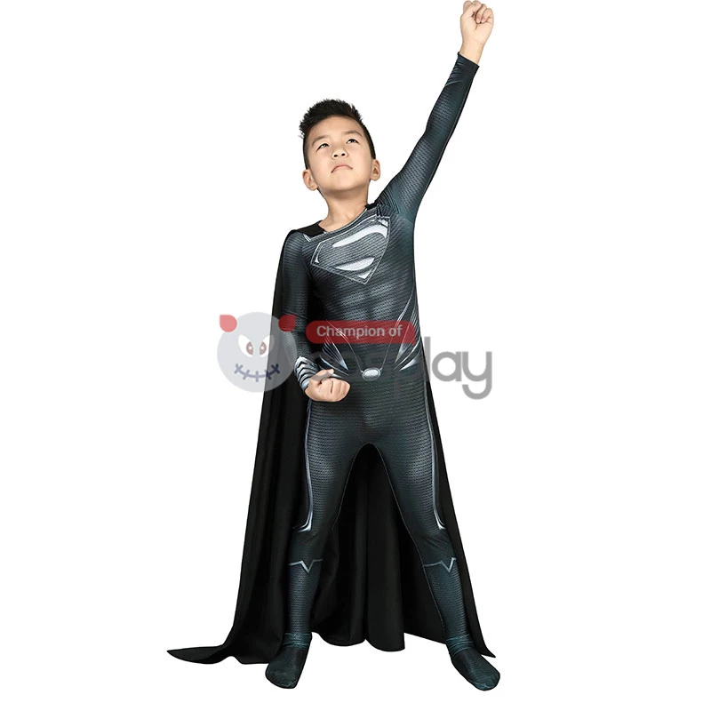 Kids Clark Kent Cosplay Costume Black Jumpsuit 4 Kids Clark Kent Cosplay Costume Black Jumpsuit - Image 2