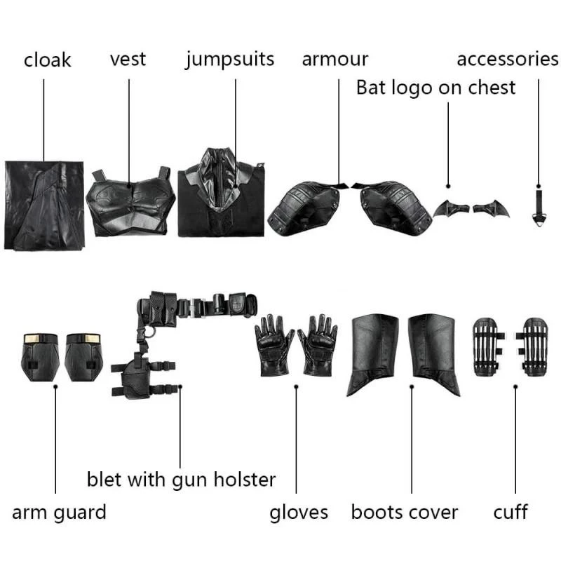 Robert Pattinson Costume 2022 Movie SuperHero Bruce Wayne Cosplay Suit 12 Robert Pattinson Costume 2022 Movie SuperHero Bruce Wayne Cosplay Suit - Image 10