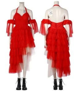 HQ Red Dress Female Super Villain Pleated Halloween Cosplay Suit